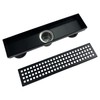 TECFORG 12 Inch Black Rectangular Shower Drain with Removable Quadrato