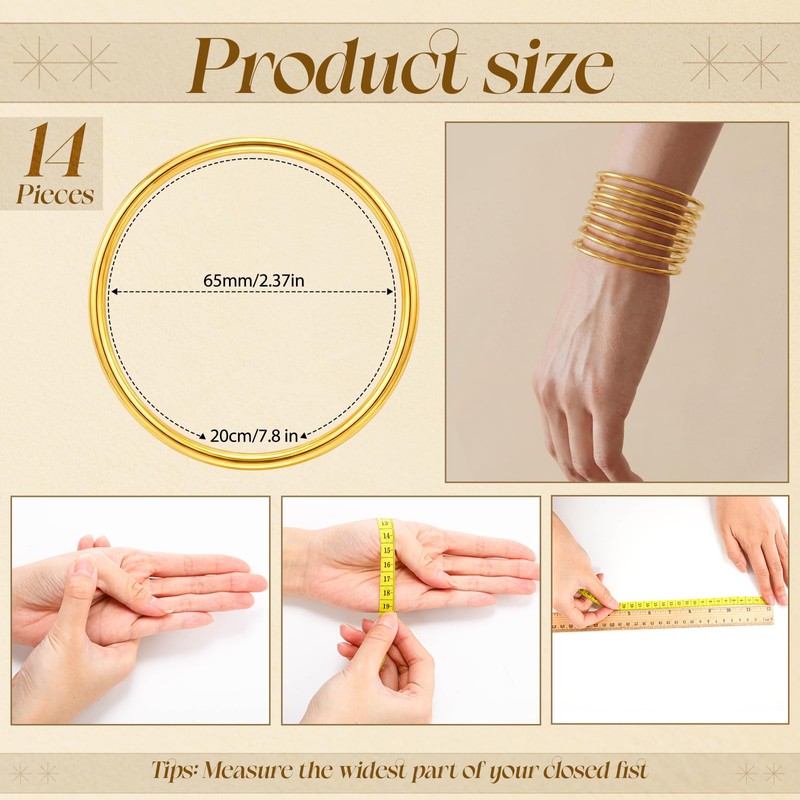 Sureio 14 Pcs 3mm Gold Plated Bracelet Stainless Steel for