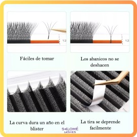 Nagaraku Extensiones De Pestañas 4d W Fibras Tecnológicas Color Negro Espesor 7 Mm Largo 815 Mm Tipo De Curvatura D