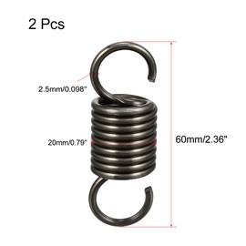sourcing map Extended Tension Spring Wire Diameter 0.098" , OD 0.79" , Free Length 2.36" Spring steel Small Dual Hook Tension Spring 2pcs