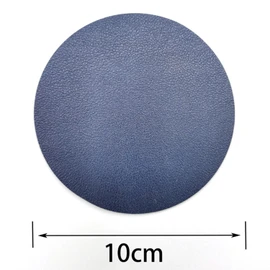 Leather Round Coaster Drinks Coasters Washable Decorative Home Office Bar Restaurant - Light Grey