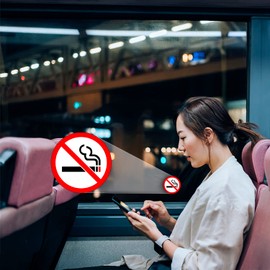 No Smoking Sign Stickers Roll 3" No Smoking Window Door Glass Decal Vinyl Removable Self-adhesive Warning Signs for Car Business Office 200 Pack