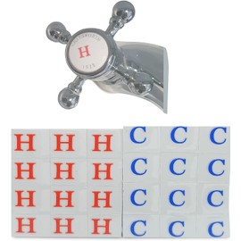 Danojo 24pcs Faucet Stickers, Hot and Cold Water Stickers - Kitchen Faucet Stickers - Vinyl Tap Faucet Transfer Stickers for Bathroom (H & C - Red & Blue)