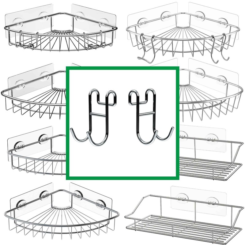 Jovware Shower Caddy With Hooks - Razor Holder and Loofah