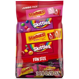 SKITTLES Original & Wild Berry, STARBURST Original & STARBURST FaveReds Fun Size Chewy Candy, Assorted Variety Pack, Candy Bulk Individually Wrapped, 32.28 Oz Jumbo Pack, Bulk Bag