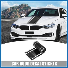 A ABSOPRO 3.94"x70.87" Car Hood Stripe Pattern Sticker Exterior Decal Black Item Replacement