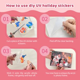 GABENSTOG 33Pcs Holiday Stickers, Acrylic Picture Frames 3.5x5, Clear Double Sided Magnetic Frame for Home Decor, Standing Acrylic Magnetic Frame Picture Gift Ideal (16mm Thick)