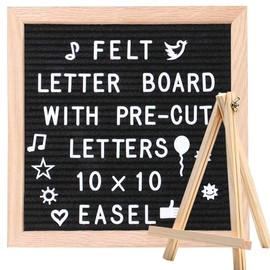 Black Felt Letter Board 10x10 Inches + 374 3/4’’ Pre-Cut White Letters. Changeable Letter Board with Stand Easel Changeable Message Board with Letters Office Business Sign Boards Home Decor Felt Board