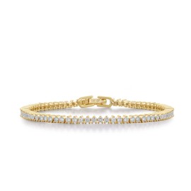 Pearich 14K Gold Filled Tennis Bracelet for Women, 2mm CZ Classic Gold Bracelet for Women, Valentines, Mothers, Christmas Jewelry Gift for Women 6.15 Inch