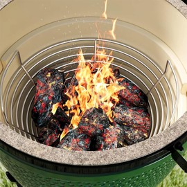 Stainless Steel Charcoal Ash Basket for Large Big Green Egg, Kamado Joe Classic, Pit Boss, Primo, 14" Heavy Duty Charcoal Holder with Handles, Fits Most Kamado Grills