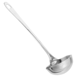 Stainless Steel Soup Ladle with Spout, 27 cm Ladle for Kitchen, Double-Sided Pouring, Long Handle, Dishwasher Safe, Silver