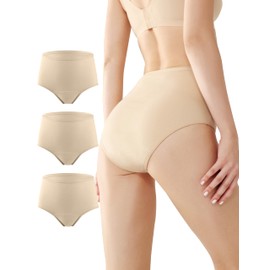 BATTEWA Incontinence Underwear for Women,Leak Proof Underwear Washable Absorbency Cotton Panties Bladder Leakage Protctive 50ML(Beige,4X-Large,3-Pack)