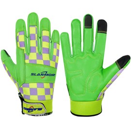 SLARMOR Women's Gardening Gloves, Puncture Resistant Touchscreen Cowhide Leather Work Gloves, Breathable Safety Gloves with Grab Handle, Durable Gardening Gift for Women, Size L