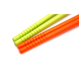 Silicone Cooking Chopsticks with Spoon and Band | 12in (30.5cm) | Stainless Steel Reinforced | Safe Frying, Hot Pot | Made in Korea (Green)