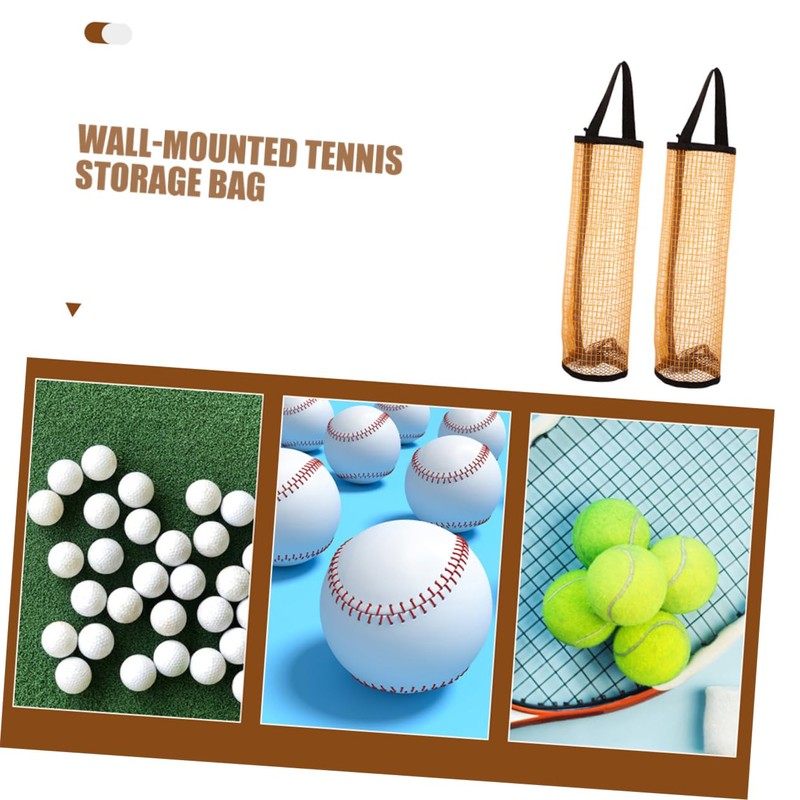 Kisangel 5pcs Tennis Ball Storage Pouches Wall Mounted Mesh Organizer