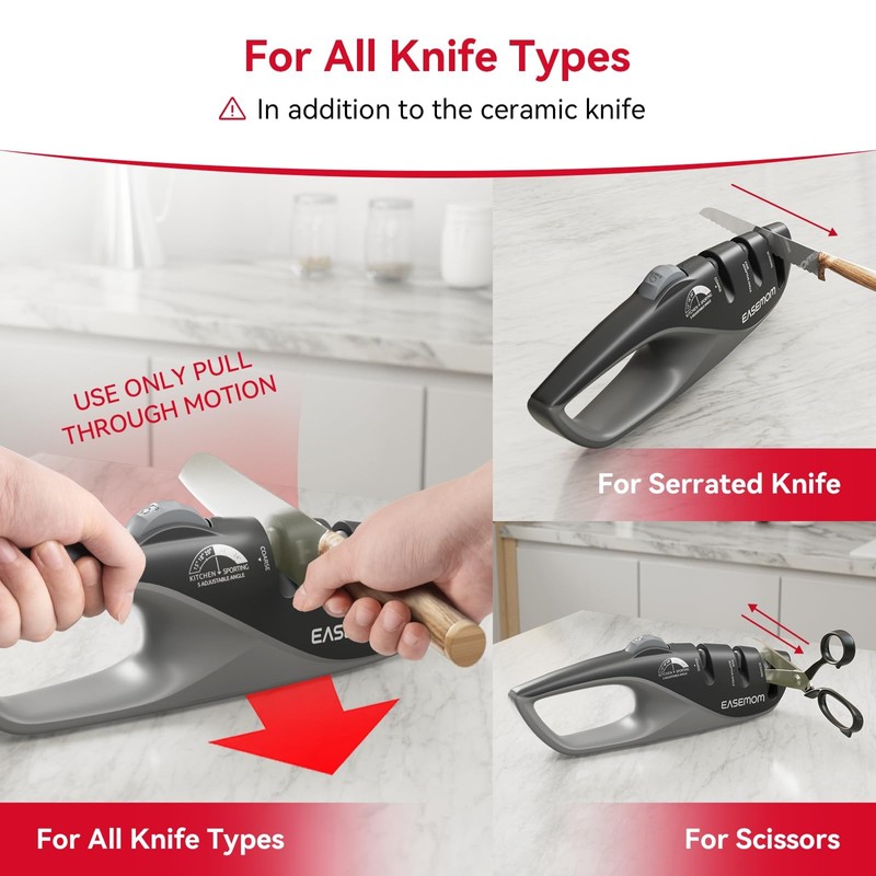 Kitchen Knife Sharpener, 5 Adjustable Sharpening Angle - Handheld Pocket