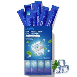 MySmile Mouthwash Alcohol Free, Mouth Wash for Adults, Travel Mouthwash, Oral Rinse Helps Kill 99% of Bad Breath Germs, Prevents Cavities, Fluoride Free, Fresh Mint, 30 Uses