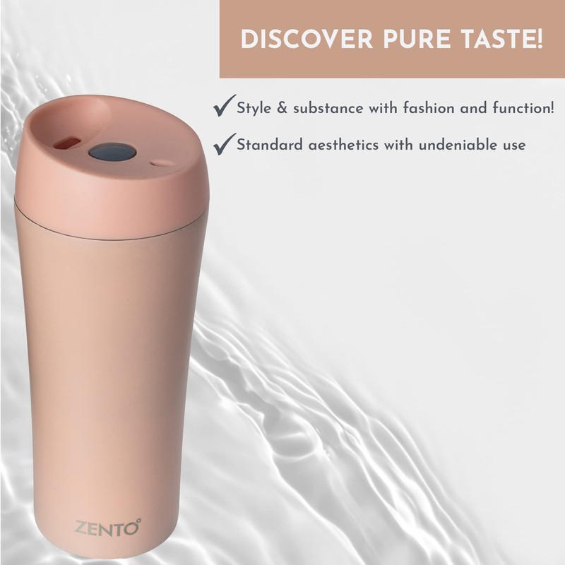 Zento Stainless Steel Vacuum Tumbler–350ml for Coffee, Tea or Water,