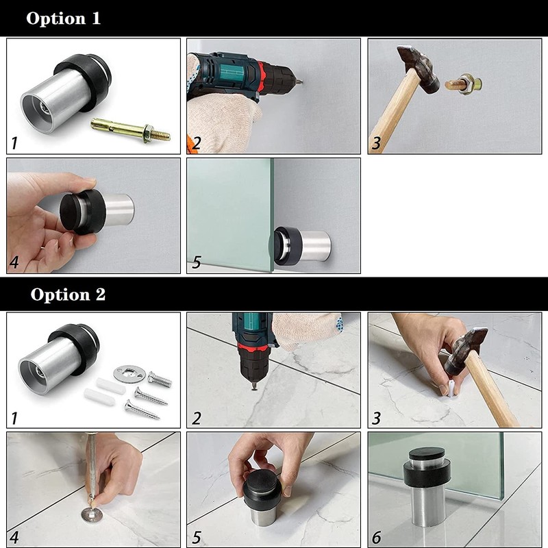 Door Stoppers, Door Stopper Stainless Steel Cylindrical Floor Door Stop