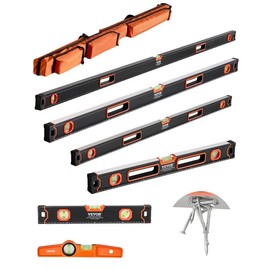 VEVOR Upgraded Magnetic Torpedo Level, 78/48/32/24/16/10 in Mechanical Level Set, Bubble Vials Ruler for 45/90/180 Degree, Aluminum Alloy Leveler Tool w/ Viewing Window, Shock-Resistant for Plumbing, Wood Measurement:_Full Magnetic - Set 4 of 48/24/16/10