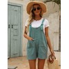 Yeokou Women's Casual Summer Cotton Linen Rompers Overalls Jumpsuit Shorts(DarkGreen-M)