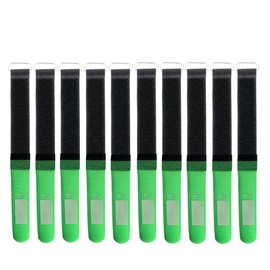 Infitronic Pro 10 x Writable Velcro Cable Ties with Metal Eyelet, Velcro/Fleece on Different Sides, 40 x 400 mm (Green)