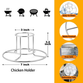 HaSteeL Beer Can Chicken Holder 1 Pack, Stainless Steel Chicken Rack for Grill Smoker Oven BBQ, Vertical Beer Butt Chicken Stand for Tender Roaster Chicken & Turkey, Sturdy & Dishwasher Safe