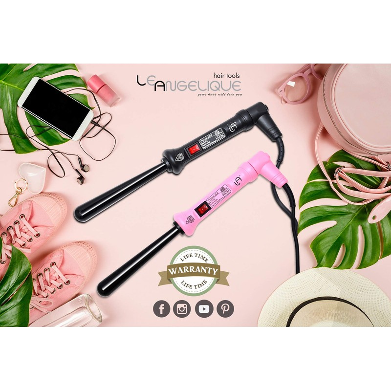 Le Angelique 1 Inch Ceramic Curling Wand for Beach Waves,