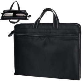 A4/B4 Portable Document Bag, Large Capacity Business Briefcase Bag Waterproof Oxford Cloth File Handbag Zipper Art Portfolio Case Light-Weight Laptop Tote Bag Carrying Bag for Business Travel