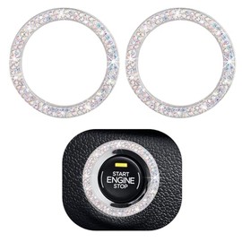 Gasedin Gasedin 2 PCS Car Engine Start Stop Decoration Ring, Sparkling Crystal Vehicle Push Button Start Sticker, Double Rhinestone Engine Ignition Button Decal, Universal Car Accessories (AB)