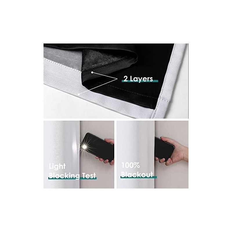 ChrisDowa Cortinas 100 opacas para recámara con forro negro, 2