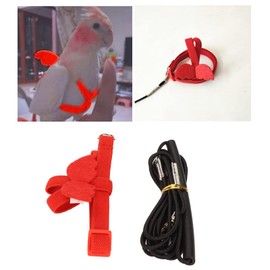 Zerodis Pet Bird Harness Leash, Lightweight Bird Flying Harness Anti Bite Bird Harness Leash for Parrots Pigeons Lovebird Red