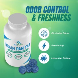 Air Pure Drain Pan Tabs - 140 Flow Treatment Tablets for HVAC & AC Condensate Pan Treatment | Prevents Overflow, Cleans Drain Lines, & Eliminates Odors
