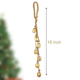 Bellshub - Juego de campanas de vaca en cuerda, rústico, clásico, campanas de vaca de la suerte, 2 pulgadas, 7 campanas, racimo para colgar en la pared, campanas de armonía, campanas de viento, 18 pulgadas de largo, guirnalda de campanas colgantes