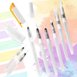 8-Piece Water Pen Set, Water Brush Pens with Fillable Water Tank, Watercolour Water Brush Pens, Brush for Watercolour Painting, Calligraphy Artistic Painting