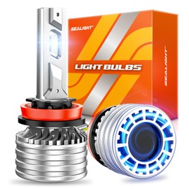 SEALIGHT H11/H8/H9 LED Bulbs, X4I 55,000LM Super Bright H11 Light Powersport, H8 Bulbs Cool White with Cooling Fan,Plug and Play, Pack of 2