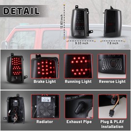 AUTOWIKI Tail Lamp Rear LED Lights Assemblies For 1997 1998 Jeep Grand Cherokee Driver Passenger Replacement 1 Pair