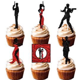 18pcs Glitter Dessert Cupcake Topper Mystery Crime Clue Evidence Detective Agent Men Women Theme Happy Birthday Party Decor Supplies Decorations