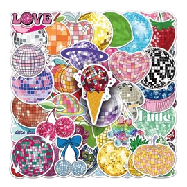 50 Pcs Disco Ball Vinyl Stickers,Disco Graffiti Stickers,Vinyl Waterproof Decals for Kids Teens Girls,Phone Laptop Bottles Skateboard Computer Phone Luggage Guitar Gifts