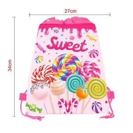 12 Pcs Lollipop Drawstring Non Woven Bag Pink Drawstring Backpack Organizer Great for Travel, Fitness and Everyday Use