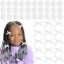 Arocooy Clear Hair Beads for Braids 45PCS Bow Hair Clips Acrylic Loc Dreadlock Beads Cute Hair Accessories for Women and Girls