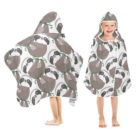 Selerdon Kids Beach Towel for Boys Girls, Lovely Sloth Bath Towel Wrap, Baby Hooded Towels, Toddler Soft Pool Swim Towels