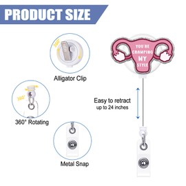 Generic Badge Reel Retractable Uterus Ovaries Badge Holder Acrylic Badge Accessory for Ovary OB Pediatric Gynecology Nursing Labor & Delivery Midwife Medical Worker