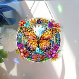 Yimofy DIY Butterfly Diamond Painting Hanging Pendant Kit, Double Sided Diamond Art Butterfly Window Suncatcher, Home Garden Wall Door Hanging Ornament Decoration