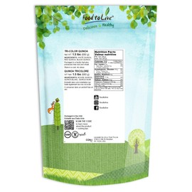 Food to Live Tri-Color Quinoa Grain, 1.5 Pounds – Blend of White, Black, and Red Whole Seeds. Pre-Washed and Ready to Cook. A Nutrient-Rich Superfood in Bulk. Good Source of Fiber and Protein. Kosher
