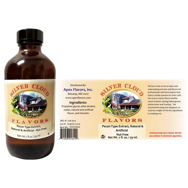 Pecan Type Extract, Natural & Artificial (Nut Free) - 2 fl. oz. bottle
