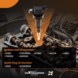 maXpeedingrods UF652 Set of 4 Ignition Coil Pack and Iridium Spark Plugs Fit for Hyundai Accent Veloster, for Kia Rio Soul 2012-2019 1.6L 14, Ignition Coil Kit Replaces UF-652