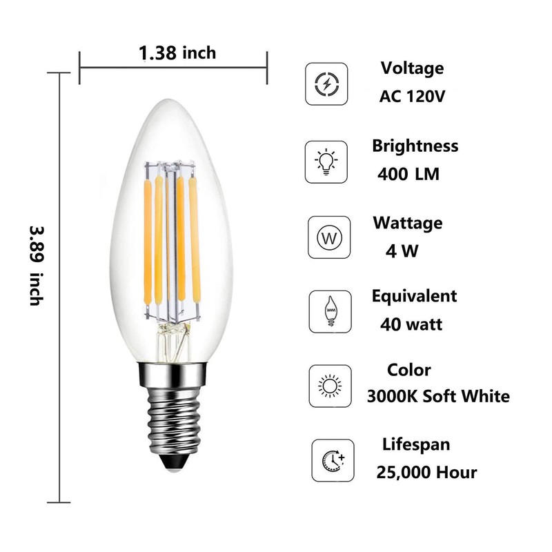 E14 LED Bulb Dimmable 40W Equivalent 3000K Soft White, E14