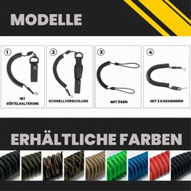 EdcX Paracord Tactical Lanyard, Spiral Cable, Elastic Paracord Key Pendant
