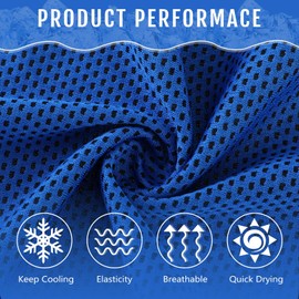 Hosuly 12 Pieces Cooling Towels for Hot Weather Soft Breathable Cold Towel Yoga Towels for Sweat, Sports, Workout, Fitness, Gym, Running, Travel Camping, 12 x 40 Inch (Dark Blue)